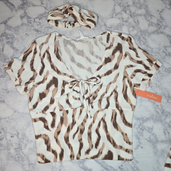 Colsie 3-Piece Pajama Set Animal Print Medium Lounge Set - Picture 2 of 16